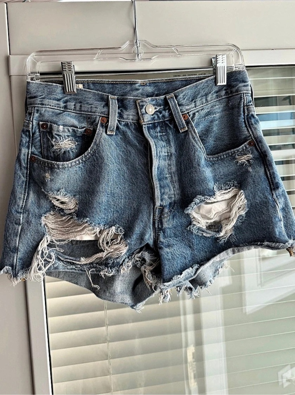 Levi's 501 Original Shorts Distressed Blue Waist 26